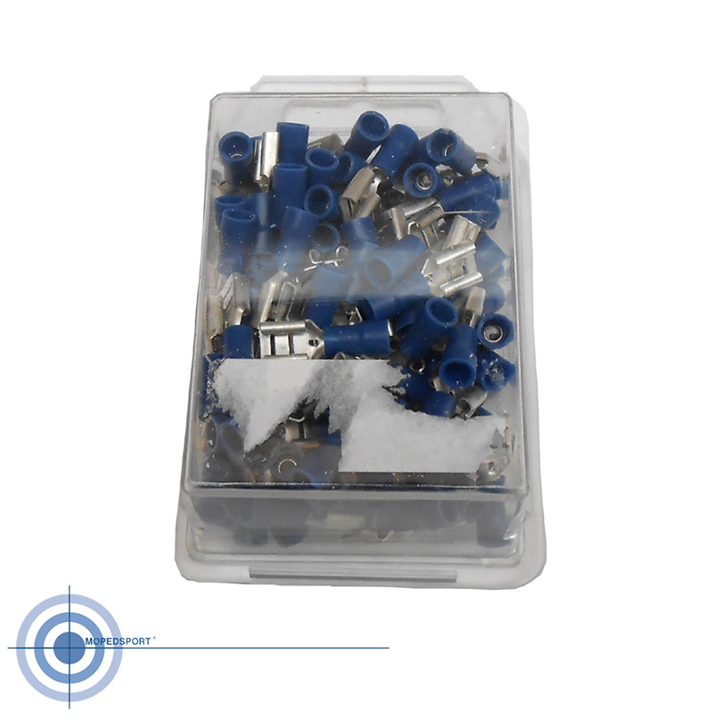 Blauwe vlakstekers 1,5-2,5mm² 12V geïsoleerde kabelschoenen set 100 stuks
