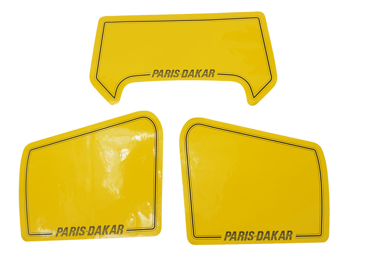 Gele Paris Dakar stickerset voor Honda MT5 en MT50 brommer