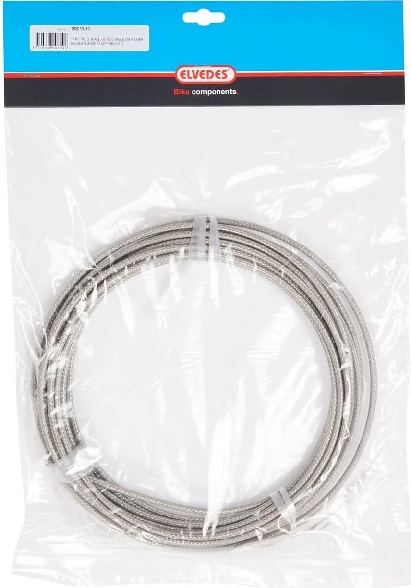 Universeel Bromfiets Werkplaats Scooter Buitenkabel/remkabel Zilver / Rookzilver 10 Meter Op Rol 5mm Elvedes Teflon Kabel