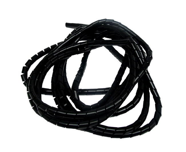 Zwarte kabelhoes spiraalband 8mm rol van 5 meter voor bromfiets