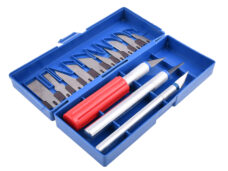 Universeel Messen- En Scalpelset Voor Pakkingen 13-delige Set: 3 Handgrepen - 11 Scalpels En 2 Platte Beitels