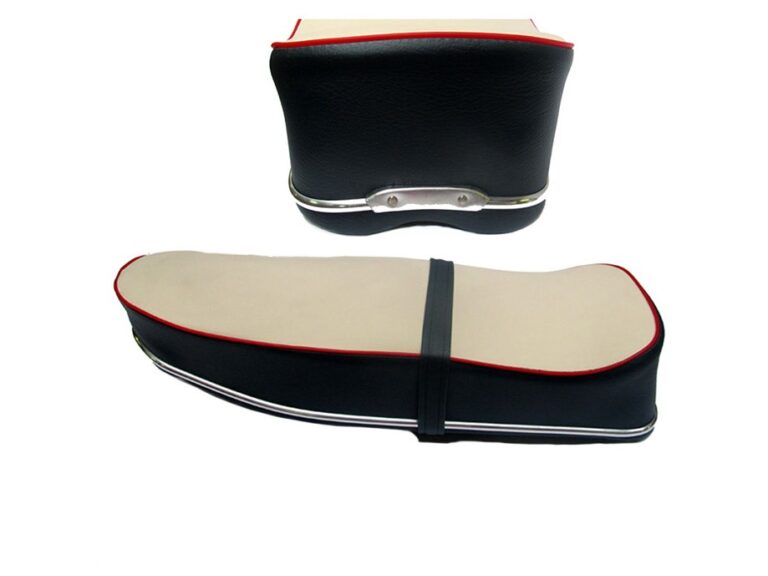 Kreidler buddyseat creme grijs met rode bies 27.15.99 voor 3-versnellingen