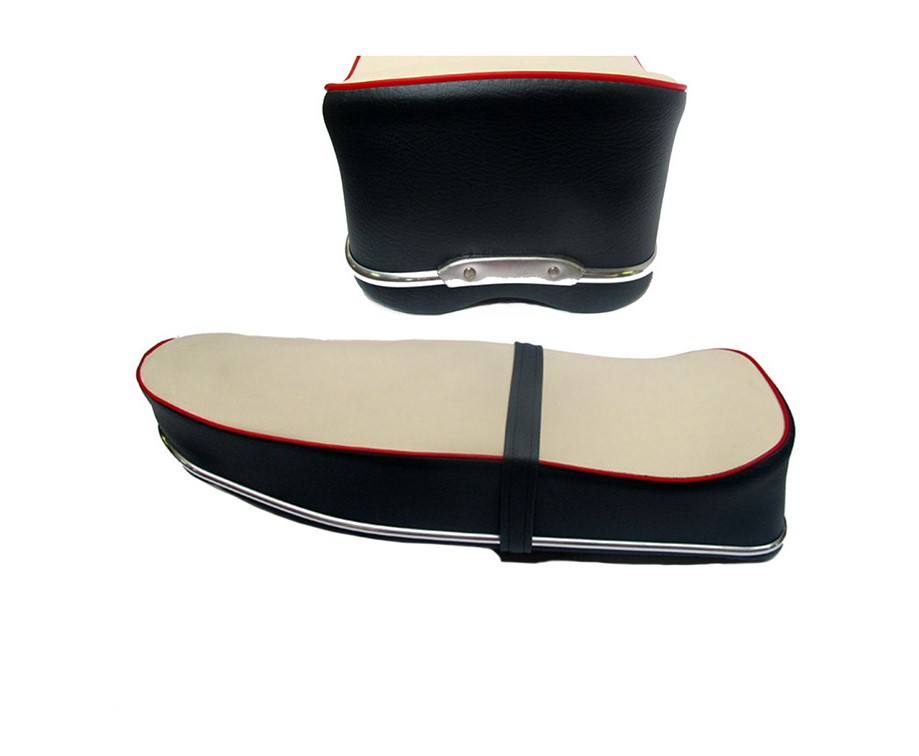 Kreidler buddyseat creme grijs met rode bies 27.15.99 voor 3-versnellingen