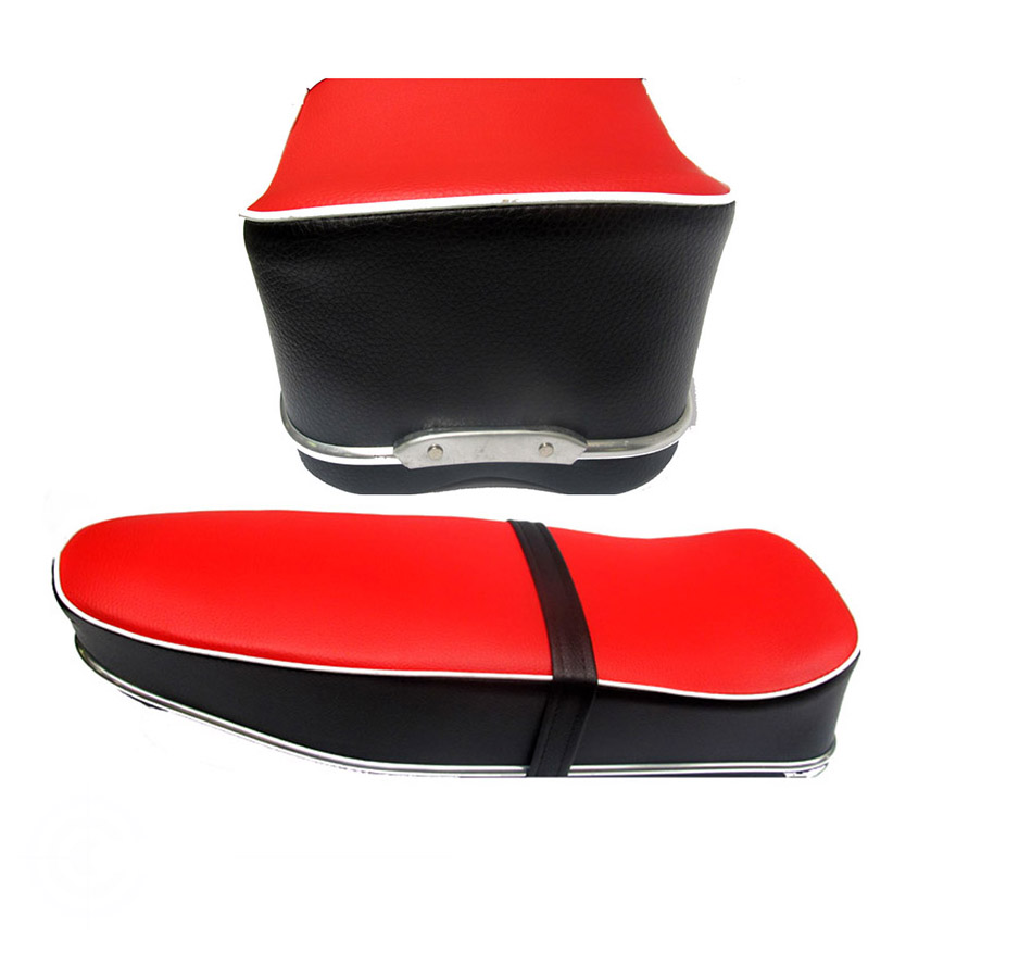 Buddyseat rood zwart met witte bies voor Kreidler 3 versnellingen 1963-1965