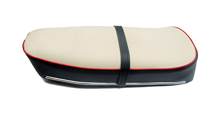 Kreidler buddyseat crème grijs met rode bies open uitvoering 27.94.99