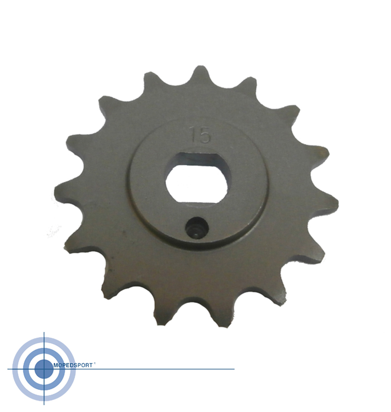 Voorkettingwiel 15 tanden 1/4 inch 420 voor Kreidler brommer met 3 of 4 versnellingen