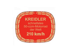 Kreidler sticker 80x65mm rood goud Schnellstes 50ccm Motorrad