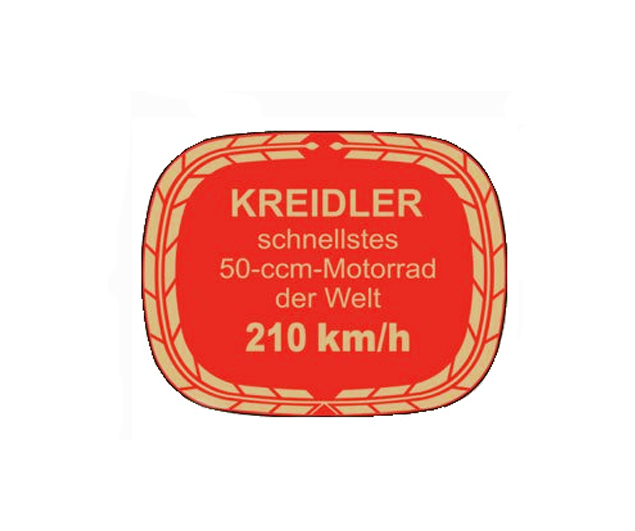 Kreidler sticker 80x65mm rood goud Schnellstes 50ccm Motorrad