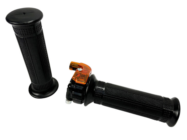 UNIVERSEEL BROMFIETS PUCH MAXI TOMOS Snelgas handel / hendel gashendel set haaks zwart / oranje Lusito Targa STUUR