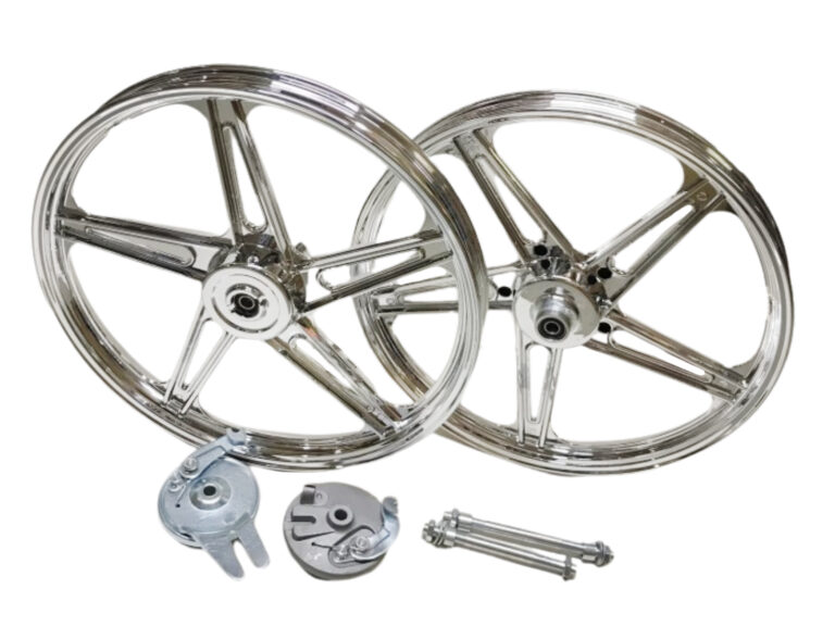 PUCH MAXI PEUGEOT 103 Velgenset 17 inch compleet model Bernardi chroom passend voor Peugeot 103 MVL (passend maken voor andere merken) PUCH MBK - 17 x 1.6 velg inclusief 12mm assen en ankerplaat