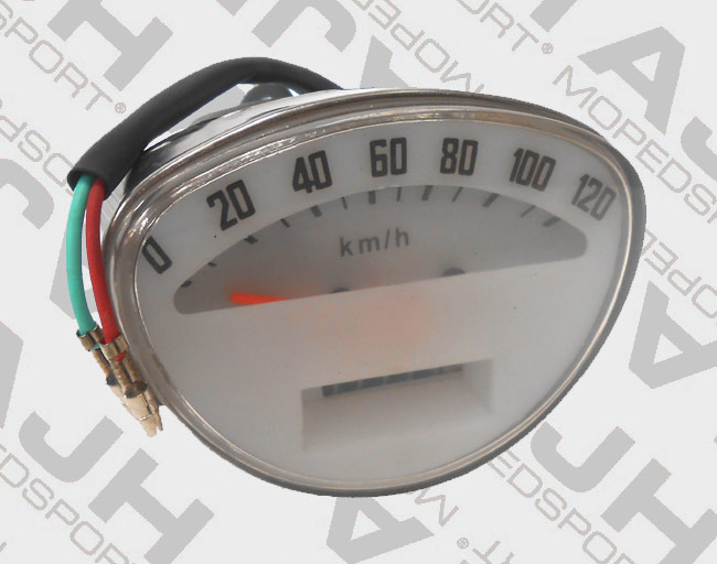 Witte kilometerteller 0-120 km/h voor Vespa vintage scooter dashboard