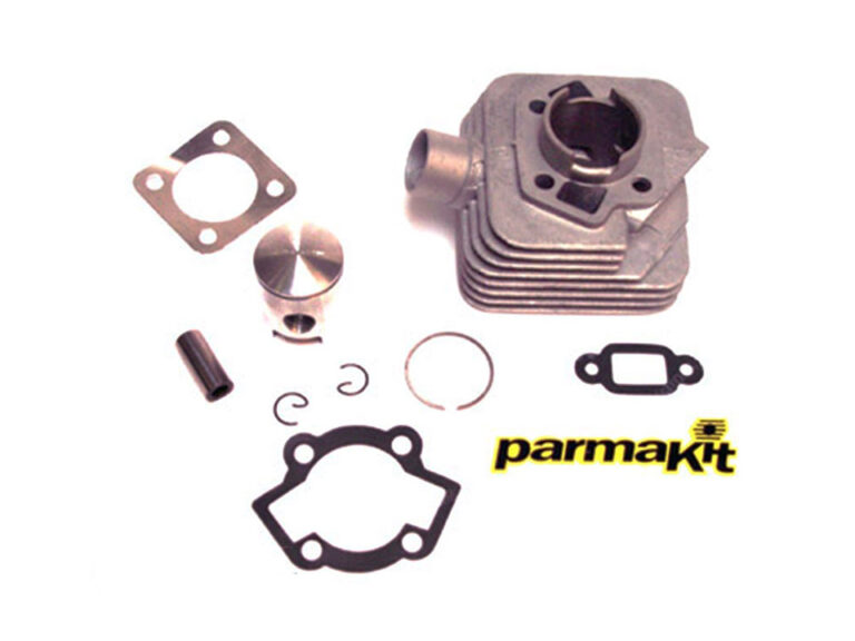 KREIDLER Cilinder + Zuiger 40mm 50cc Geforceerde koeling Parmakit smalle tap 45mm 5.2 pk 42100.00 schuine inlaat.