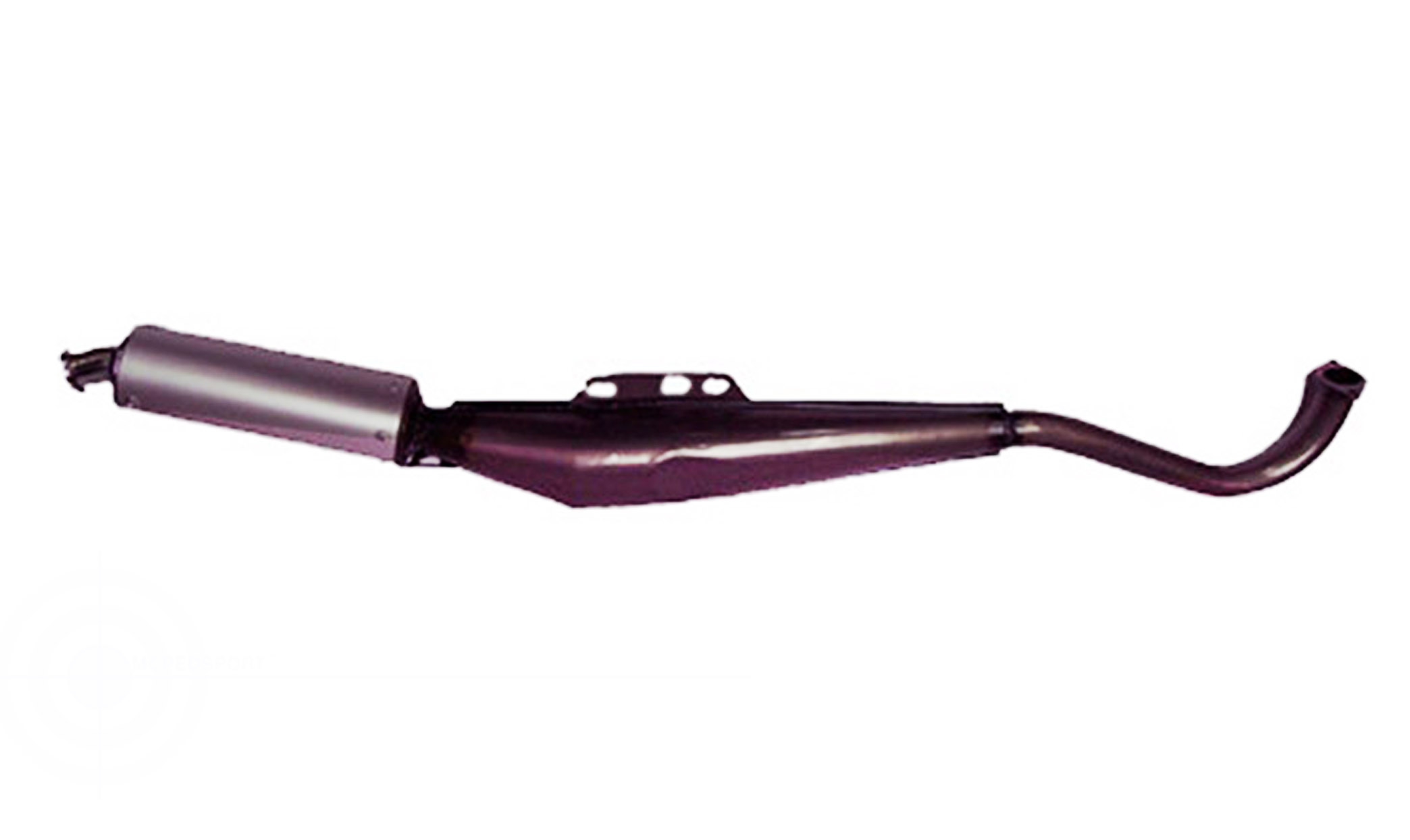 Puch Maxi uitlaat, expansie demper blank Bullet met aluminium einddemper- 24mm bocht