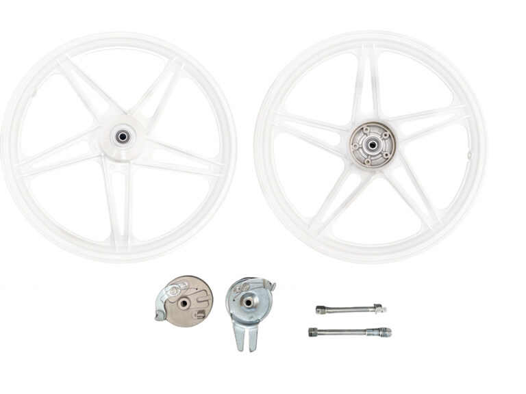 UNIVERSEEL Velgenset 17 inch compleet Bernardi wit voor Peugeot 103 MVL (passend maken voor andere merken) PUCH MBK - 17 x 1.6 velg inclusief 12mm assen en ankerplaat VELG SET WIEL