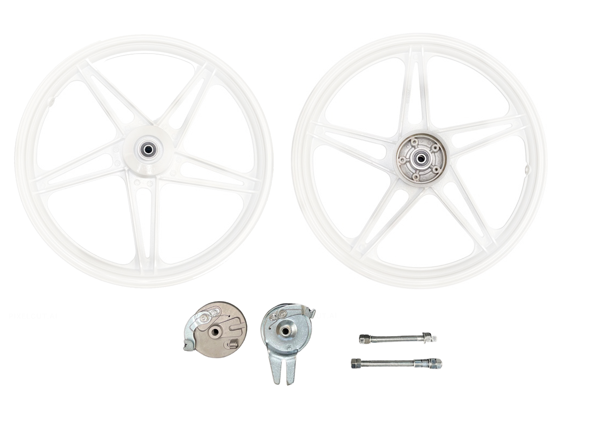 Universeel Velgenset 17 Inch Compleet Bernardi Wit Voor Peugeot 103 Mvl (passend Maken Voor Andere Merken) Puch Mbk - 17 X 1.6 Velg Inclusief 12mm Assen En Ankerplaat Velg Set Wiel