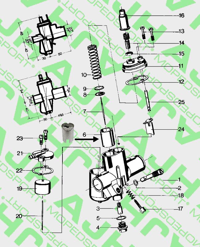 BROMFIETS NR 6 Gasschuif 22-185-1 1-17-37 17MM niet origineel