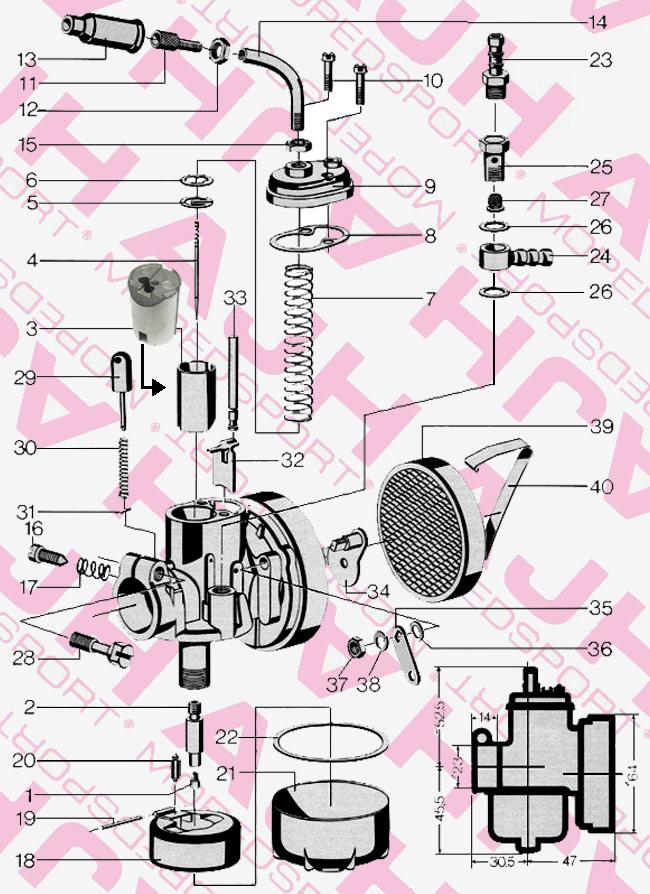 Bing, Kreidler nr 3 gasschuif 22-185-12 1-17-54 17mm carburateur