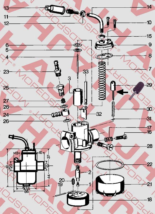 Bing/puch Maxi/bromfiets/kreidler Nr 29 Tickler48-809 1-17-54 1-16-59 1-15-46 1-12-232 1-12-210 1-10-77 10-12-15-16-17mm 10/12/15/16/17mm Carburateur