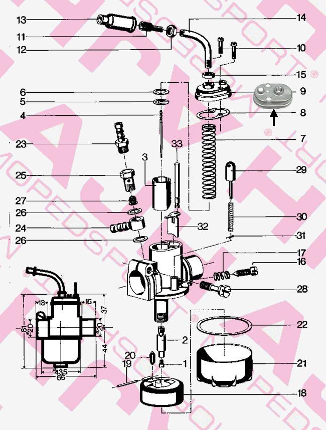 Bing Puch Maxi Nr 9 Deksel Origineel 1/15/46 1/10/210 10mm 15mm Carburateur