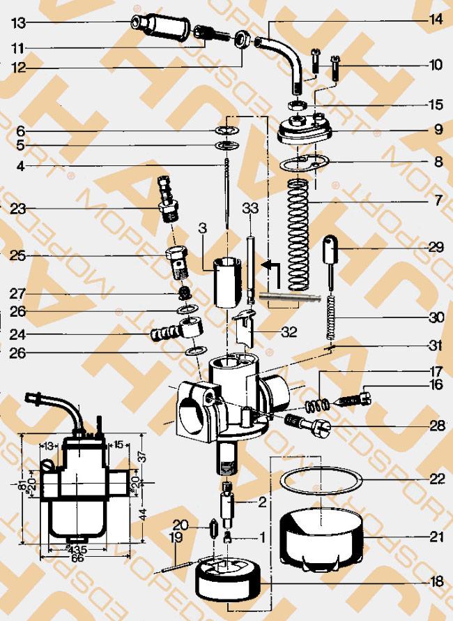 Bing/puch Maxi Nr 33 Drukstift 1-15-46 Carburateur