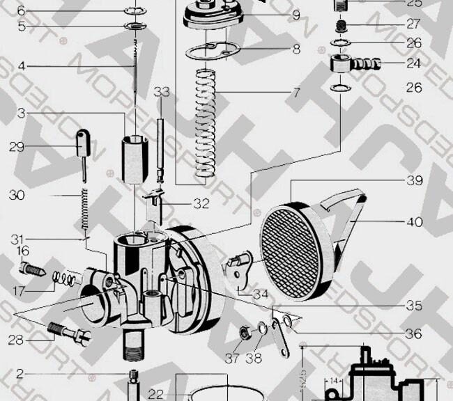 Bing carburateur deksel nr 9 voor Kreidler Florett 16 en 17mm