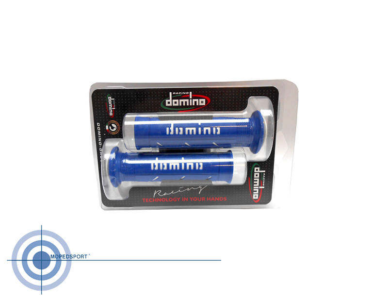 Domino Racing XM2 handvattenset blauw wit 126mm voor 22mm stuur