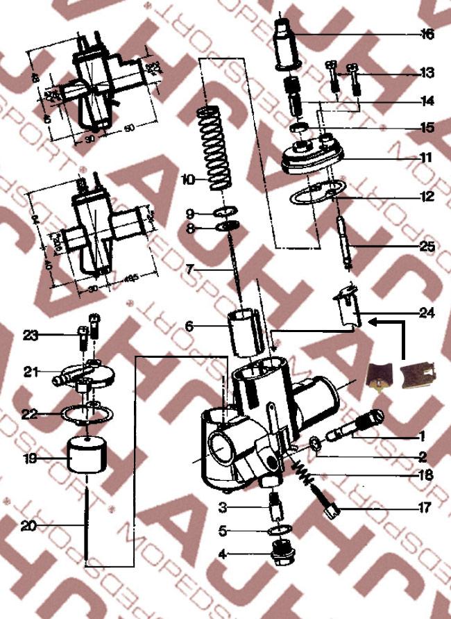 Bing/bromfiets/kreidler Startschuif 19x25mm 57-485 1/16/59 1/17/37 1/17/54 16mm/17mm Carburateur