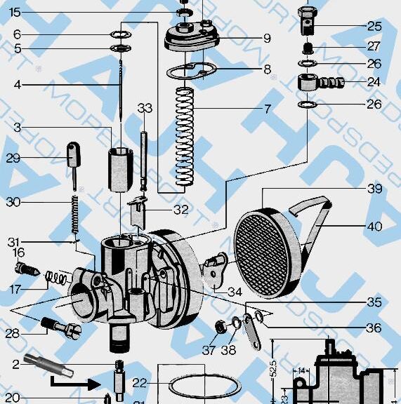 Bing/kreidler Nr 2 Naaldsproeier 1-16-59 1-17-54 Naaldsproeier 45-152/2.20-05 16/17mm Carburateur Delen