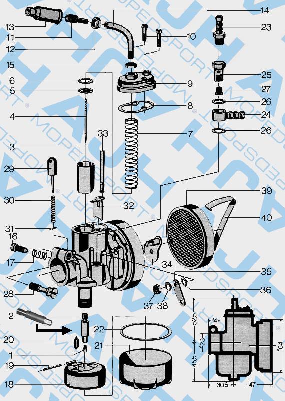 Bing/kreidler Nr 2 Naaldsproeier 1-16-59 1-17-54 Naaldsproeier 45-152/2.20-05 16/17mm Carburateur Delen