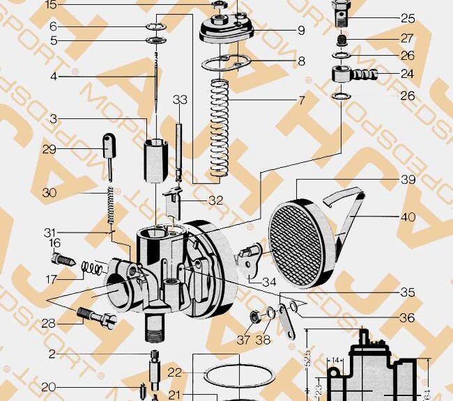 Vlotter voor Bing carburateur 10 12 16 17mm Puch Maxi Kreidler