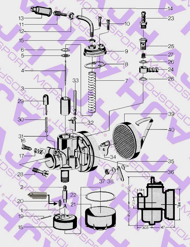 Bing/puch Maxi/bromfiets/kreidler Nr 20 Vlotternaald 1-17-54 1-12-210 1-16-59 1-10-77 12/15/16/17mm Carburateur