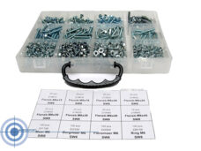 Universeel Blokbouten. Assortiment M6 Flensbout M6x12 M6x16 M6x20 M6x25 M6x30 M6x40 M6x45 Moer M6 Bormoer M6 Flensmoer M6 Ring M6