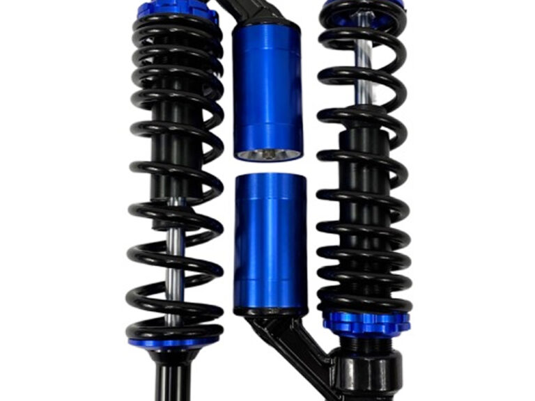 UNIVERSEEL Schokbrekers / schokbreker per set  achter 360MM zwart / blauw M8 pneumatisch verstelbaar