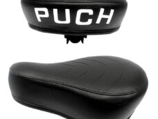 Puch Maxi zadel zwart dun plat model met Puch-opdruk
