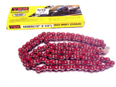 Universeel Honda Yamaha Bromfiets Ketting 1/2 X 1/4 122 Schakels 420 Rood