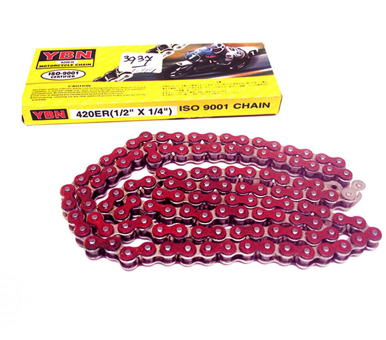 Universeel Honda Yamaha Bromfiets Ketting 1/2 X 1/4 122 Schakels 420 Rood