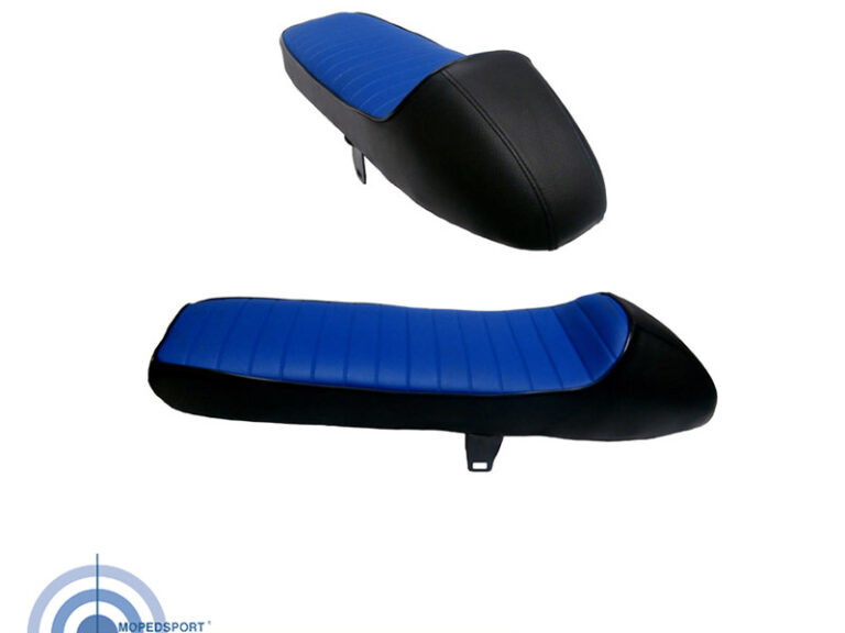 Buddyseat Sport Lang zwart blauw lang duozadel voor klassieke brommer