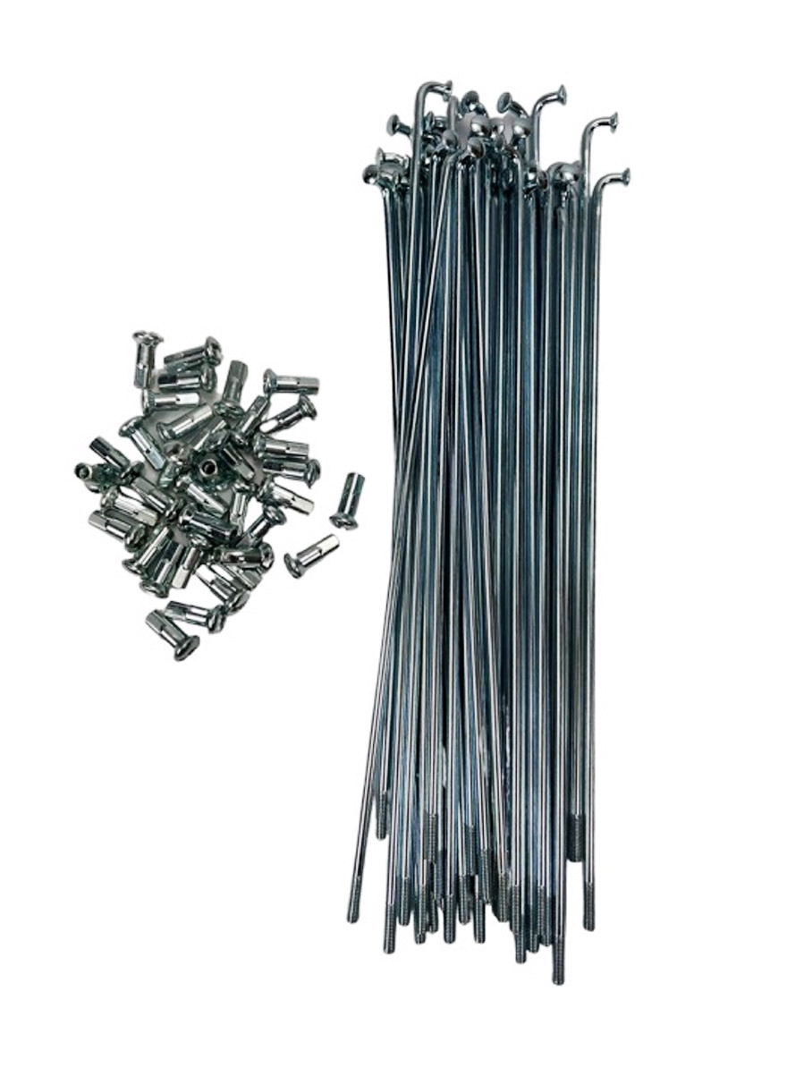 Universeel Bromfiets Spaken 195x2.9mm Set 36x +zilver Nippel 90 Graden Spaak Wiel Jis G3506