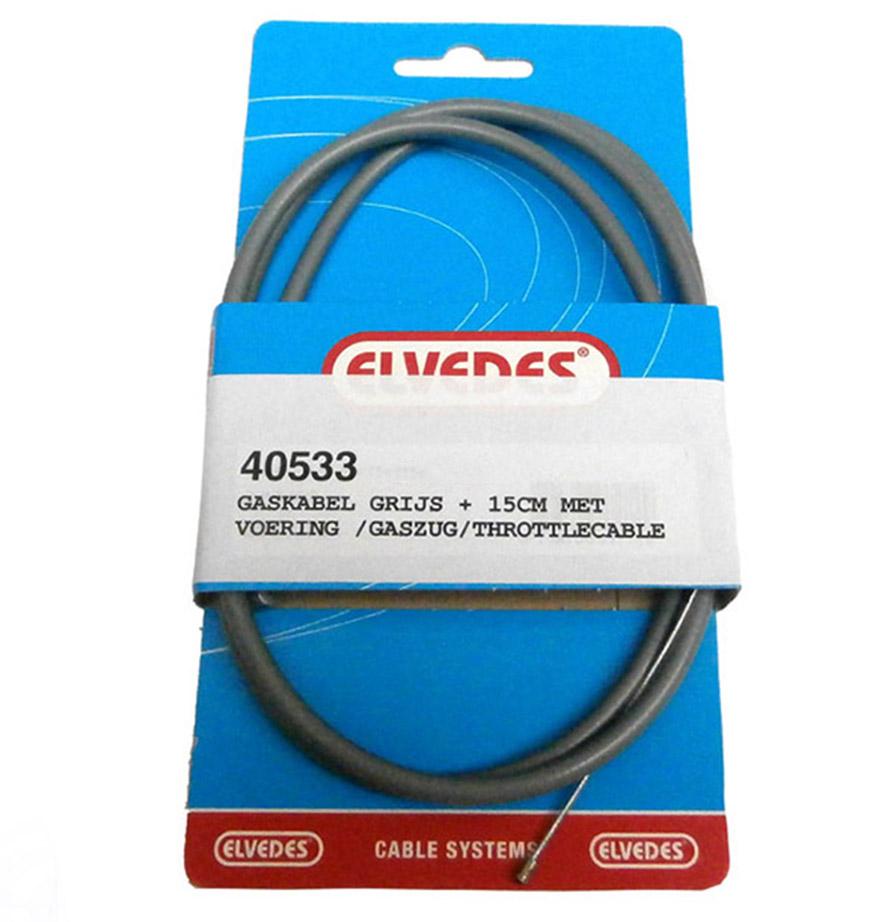Elvedes gaskabel grijs lang met voering voor Zündapp KS 517 529 530