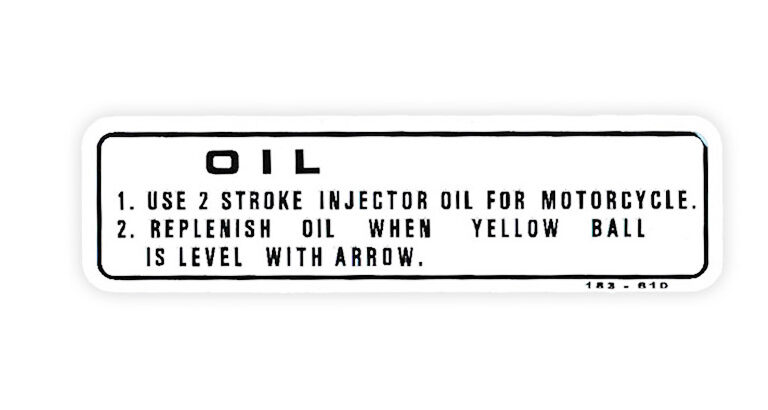 Olievul instructiesticker 77x22mm voor Honda MB en MT bromfiets