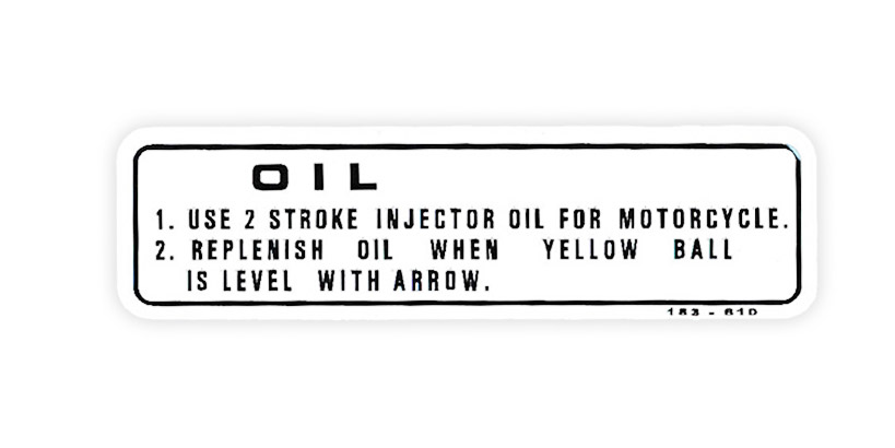 Olievul instructiesticker 77x22mm voor Honda MB en MT bromfiets
