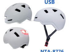 Witte NTA-8776 pedelec helm met LED verlichting voor en achter