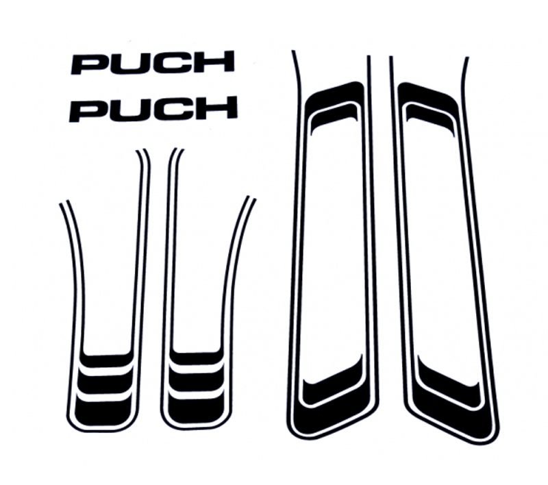 Puch Maxi Frame Transfers Cpl. Set Zwart, Stickerset