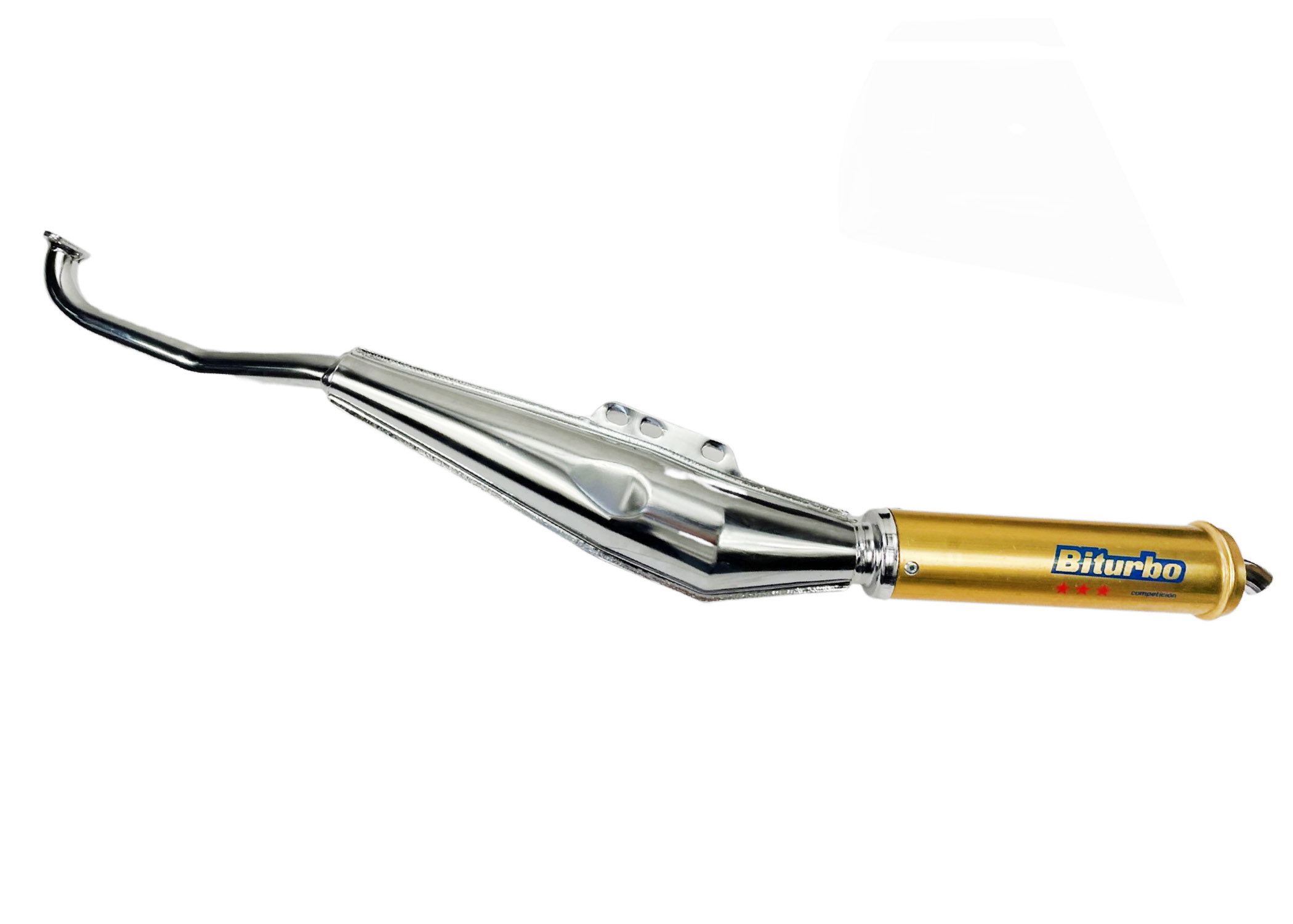 Puch Maxi Expansie Demper - Uitlaat Chroom Met Goude Eindstuk Biturbo® Uitlaten 25mm