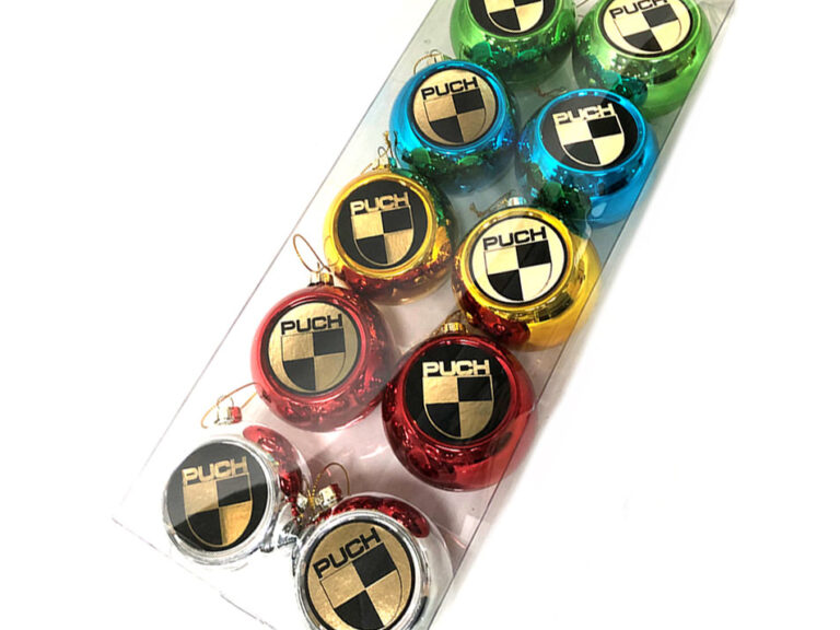 Puch Maxi Ms Monza Universeel Kerstballen Met Logo - Diverse Kleuren Set 10x In Verpakking Onbreekbaar Plastic * Op=op * Laatste Sets