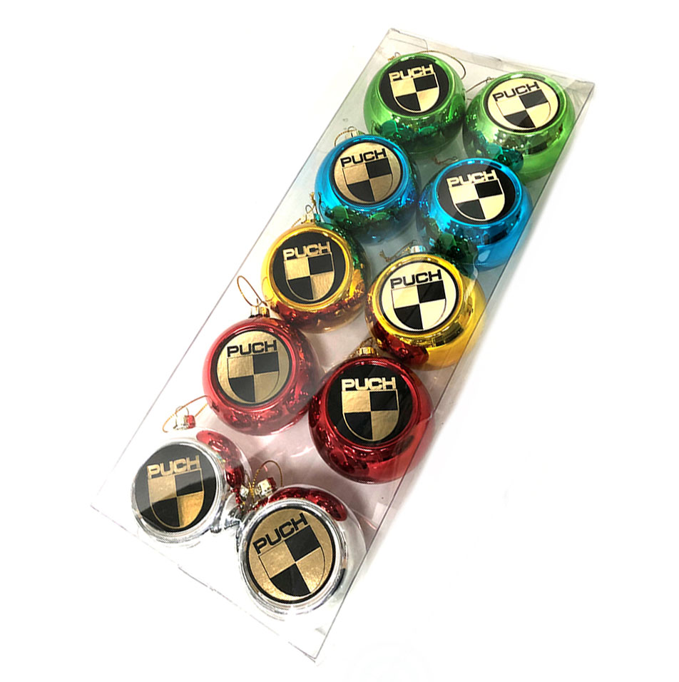 Puch Maxi Ms Monza Universeel Kerstballen Met Logo - Diverse Kleuren Set 10x In Verpakking Onbreekbaar Plastic * Laatste Sets