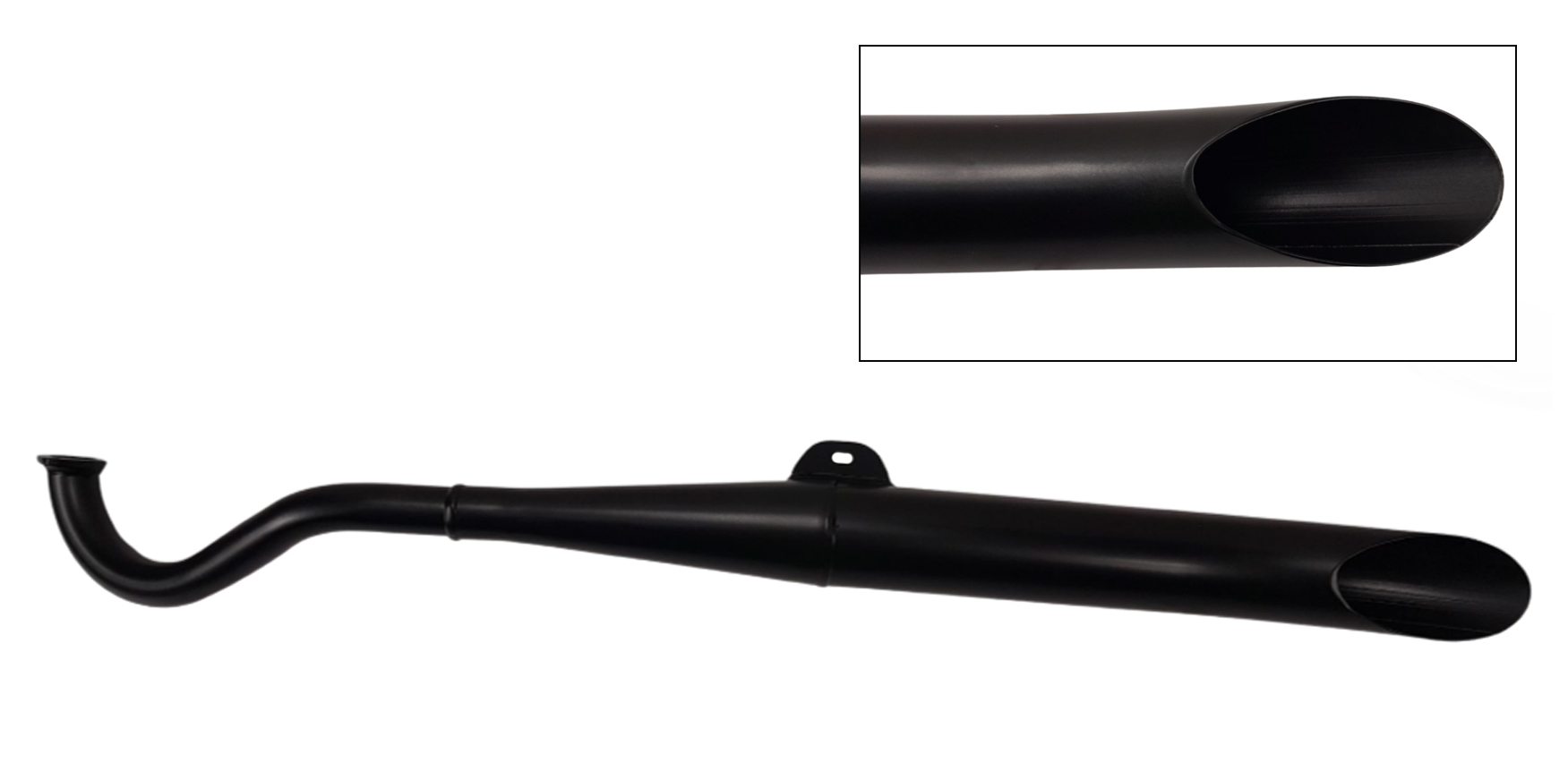 Zwarte side pipe uitlaat 28mm voor Puch Maxi E50 motorblok