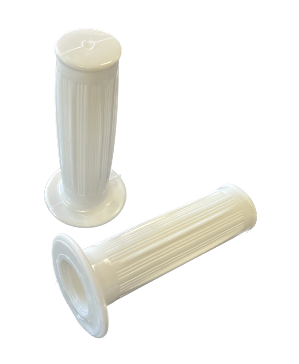 Witte handvatset 22 en 24mm in Magura-stijl voor klassieke mopeds