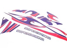 Derbi transferset,stickers deco blauw/rood, transparant stickerset