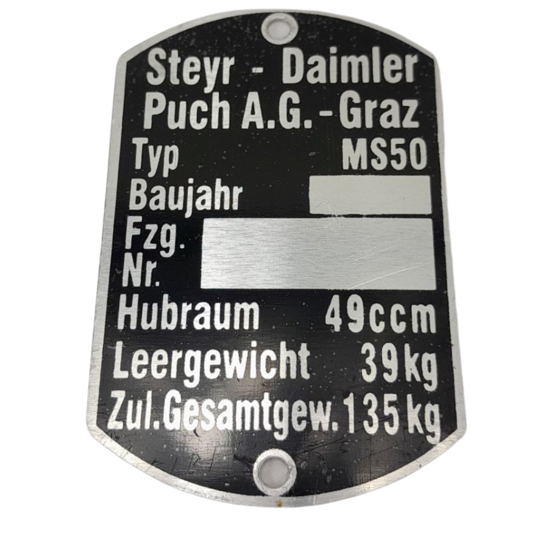 Puch Monza Typeplaatje Ms50